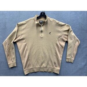 Ashworth Sweater Mens large Tan Khaki Quarter Zip Ez Tech Golf Golfing Outdoor